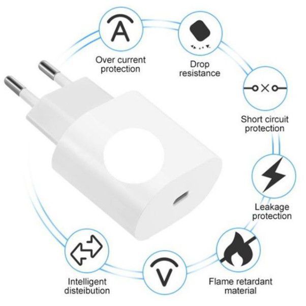 20 watts fast charger for iphone with USB-C to Lightning Cable