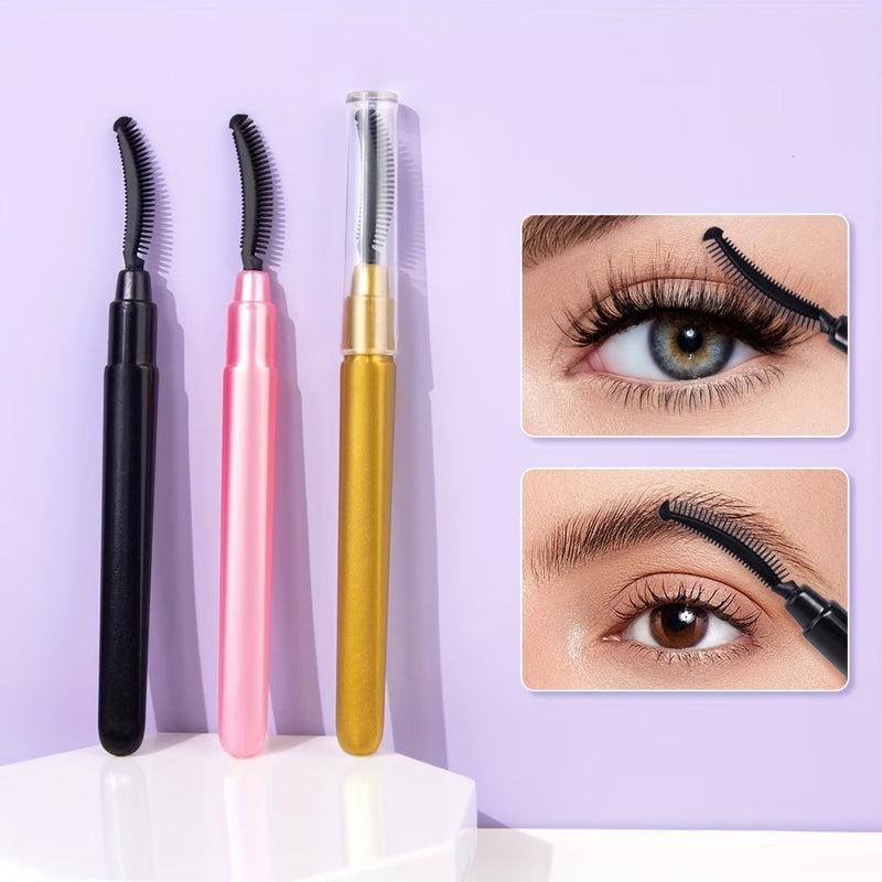 Silicone Eyelash Brushes With Caps, Portable Mascara Combing Makeup Tools
