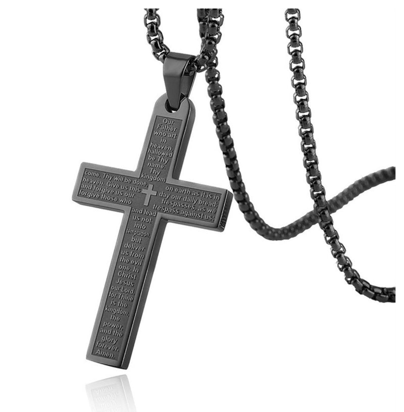 Christian The Lord's Prayer Cross Pendant Necklace For Men