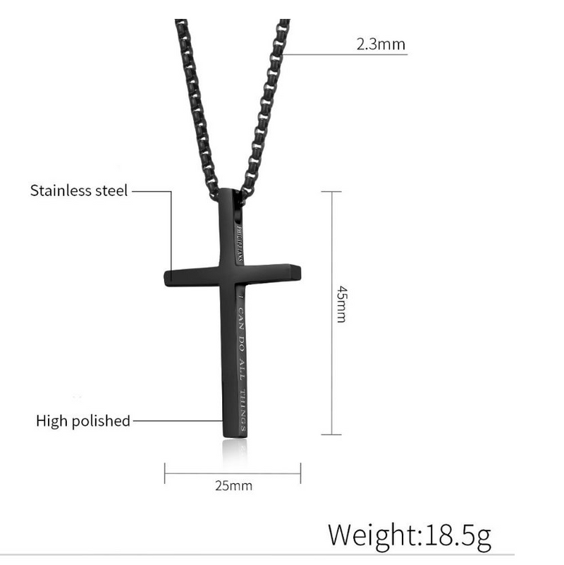 Men's Necklace - Trendy Philippians I Can Do All Things Cross Necklace