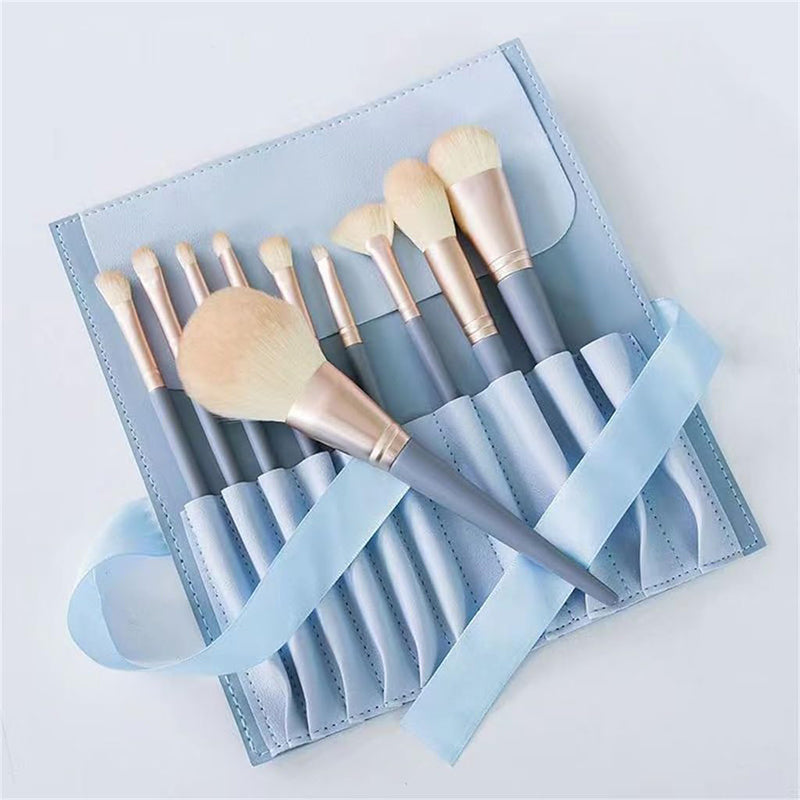 10-Piece Makeup Brush Set – Soft Synthetic Face & Eye Brushes with Travel Pouch