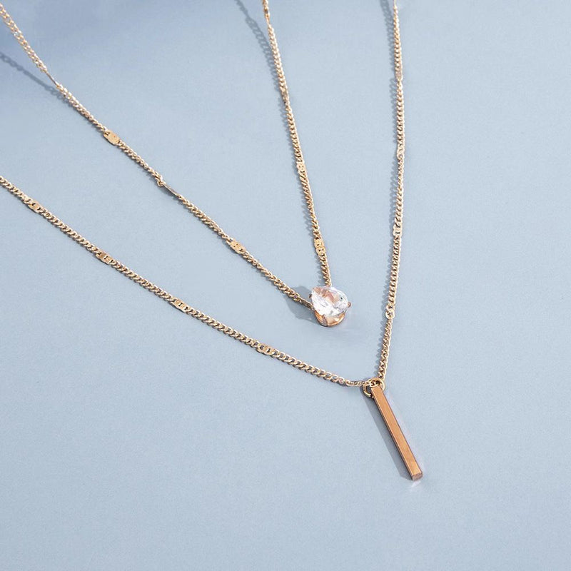 Droplet Gold Titanium Steel Necklace for Woman
