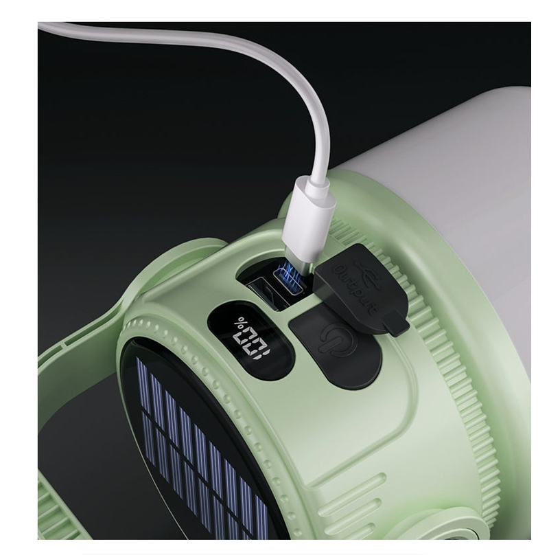 LED Camping Lamp Solar & USB Dual Light Source for Outdoor Garden BBQ