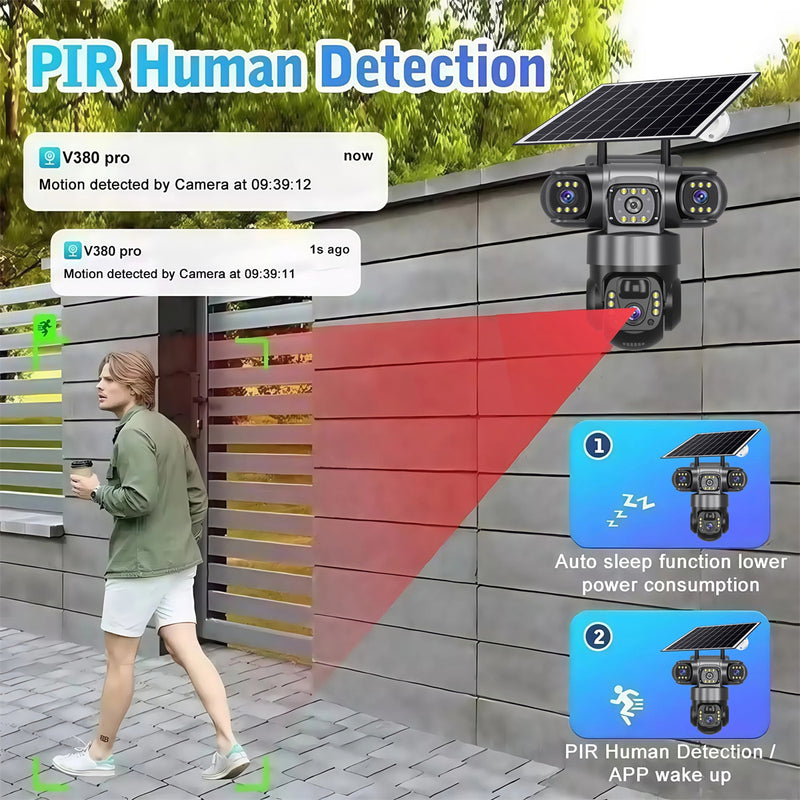9MP Solar Security Camera Outdoor 4G/Wifi Human Detect Cameras Night Vision