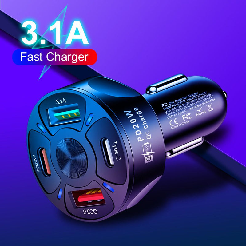 Car Charger Fast Charging PD QC3.0 USB C Phone Charger Adapter