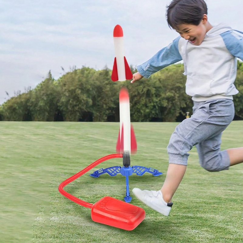 Children Air Stomp Rocket Launcher Toy Flying Foam Rockets Foot Pump Jump