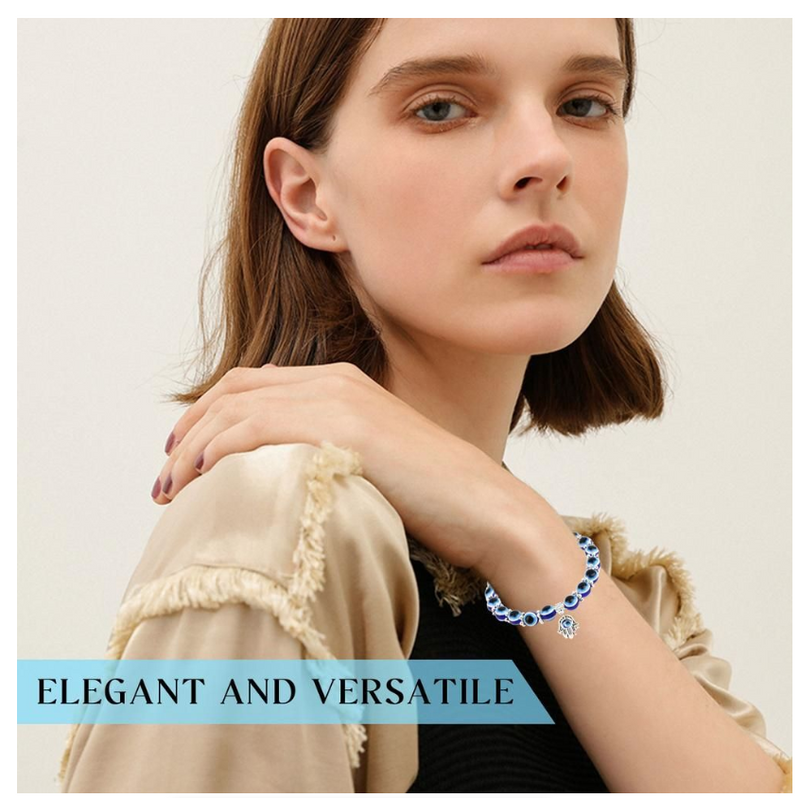 IPSTYLE Lucky Bracelets Blue Evil Eye Turtle Pendant Bracelets