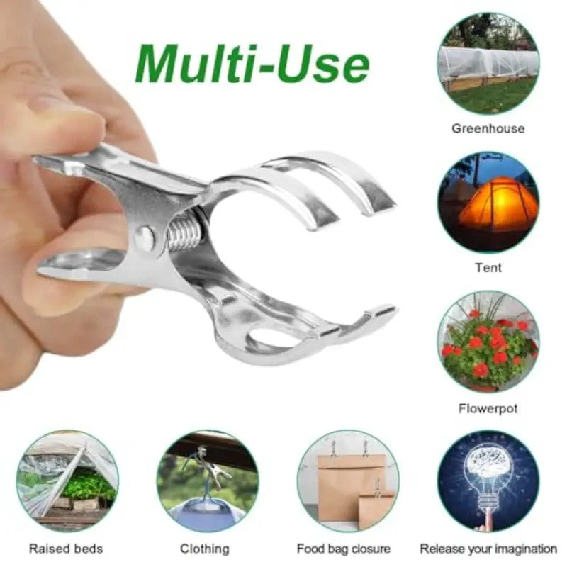 12Piece Stainless Steel Windproof Clothespins With Hooks, Laundry Hanger Clips