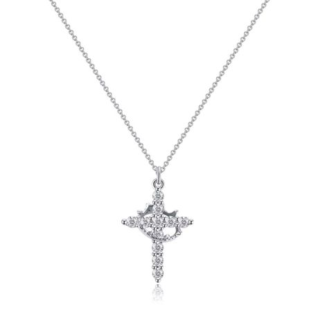Silver Popular Cross with Crown Pendant Necklaces with Chain for Woman