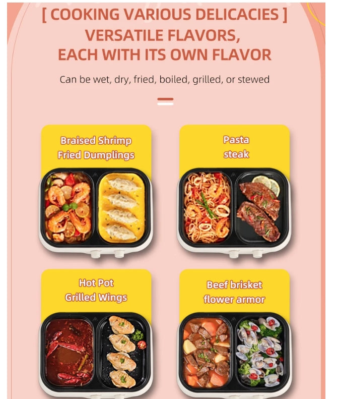 Electric Hot Pot Grill Cooker Household Multi-Cooker Non-Stick Cooking Pot