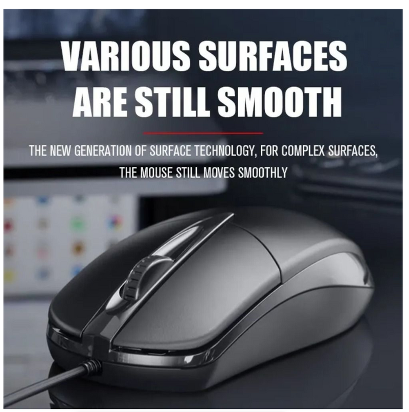 USB Wired Mouse Anti Slip Roller 3D 1200DPI Game For PC Desktop