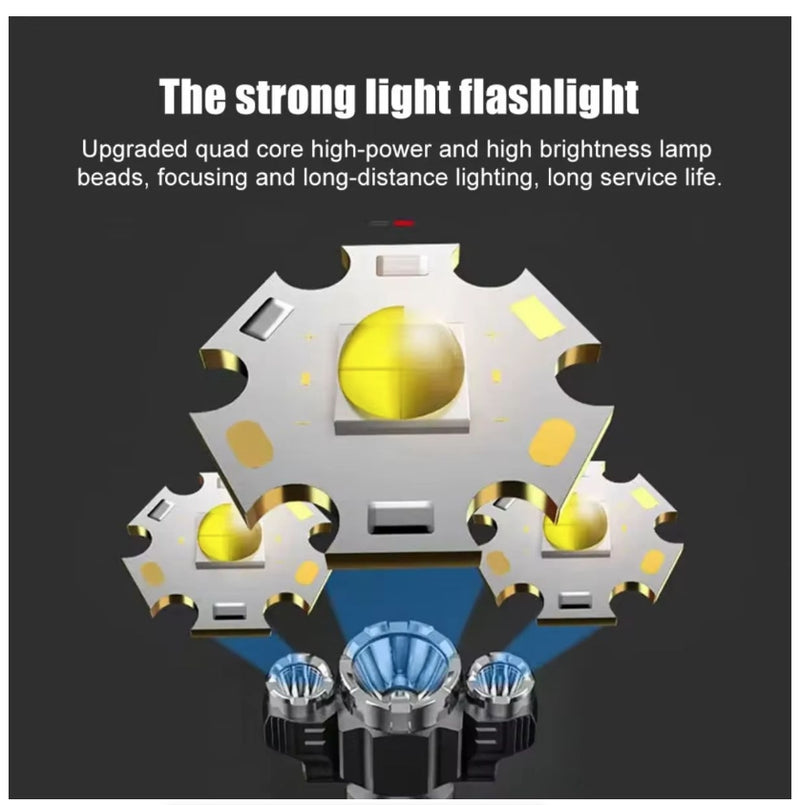 3 LED Flashlight Strong Waterproof Outdoor Camping Bike Light