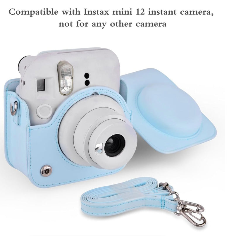 PU Leather Camera Case for Fujifilm Instax Mini 12 with Adjustable Strap