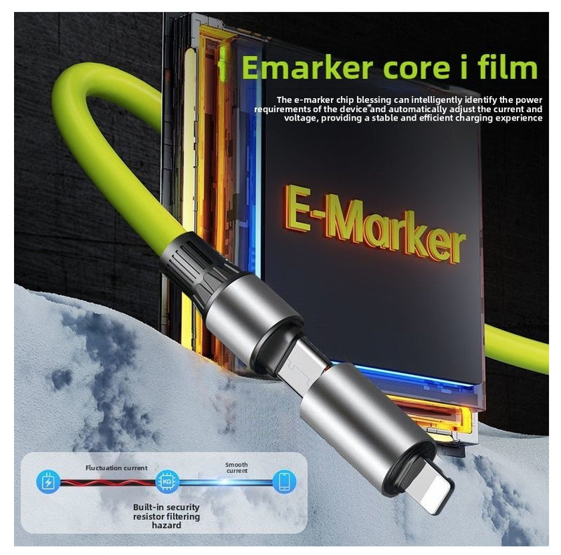 4-In-1 Super Fast Charging Cable Mobile Phone Data Cable Double-Head