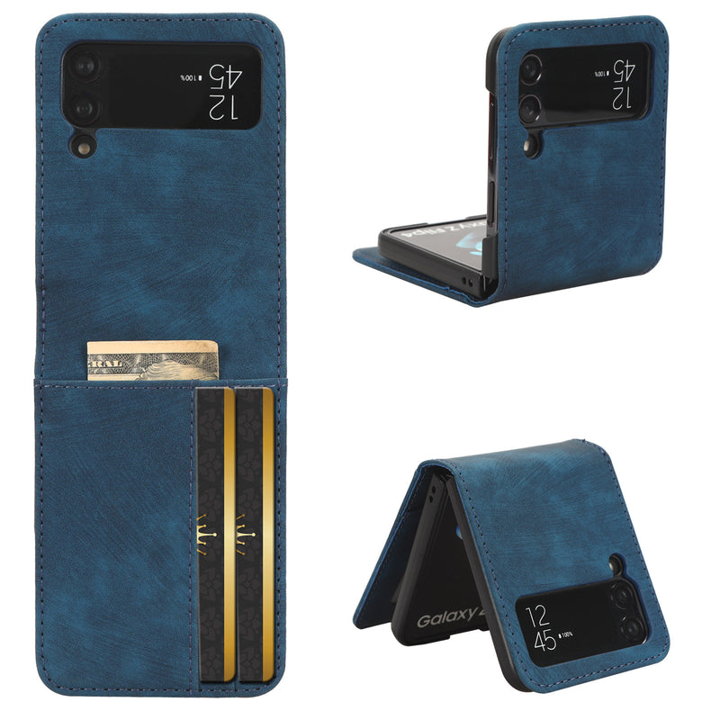 Flip Cover for Samsung Galaxy Z Flip4 PU Leather Phone Case [RFID Blocking] With Hand Strap