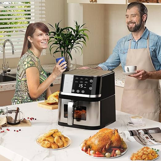 6.5L Large Digital Air Fryer with Window for Kitchen Use,Nonstick