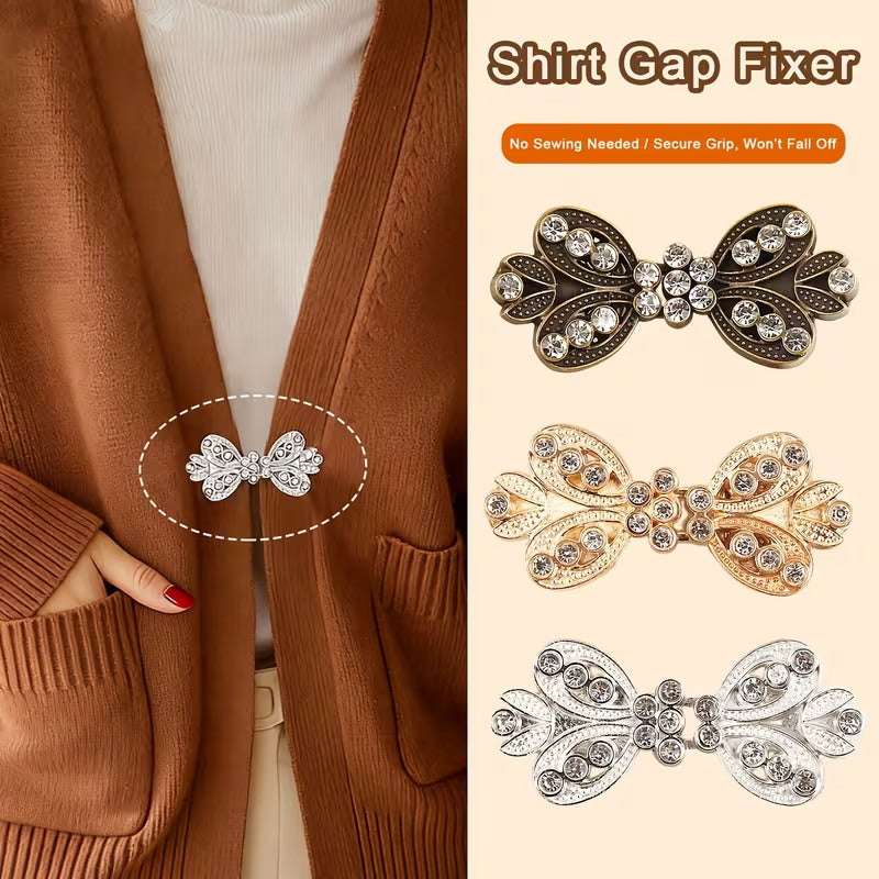 3Piece Rhinestone Shawl Clips, Vintage Sweater & Scarf Clasps (Gold/Silver/Bronze)