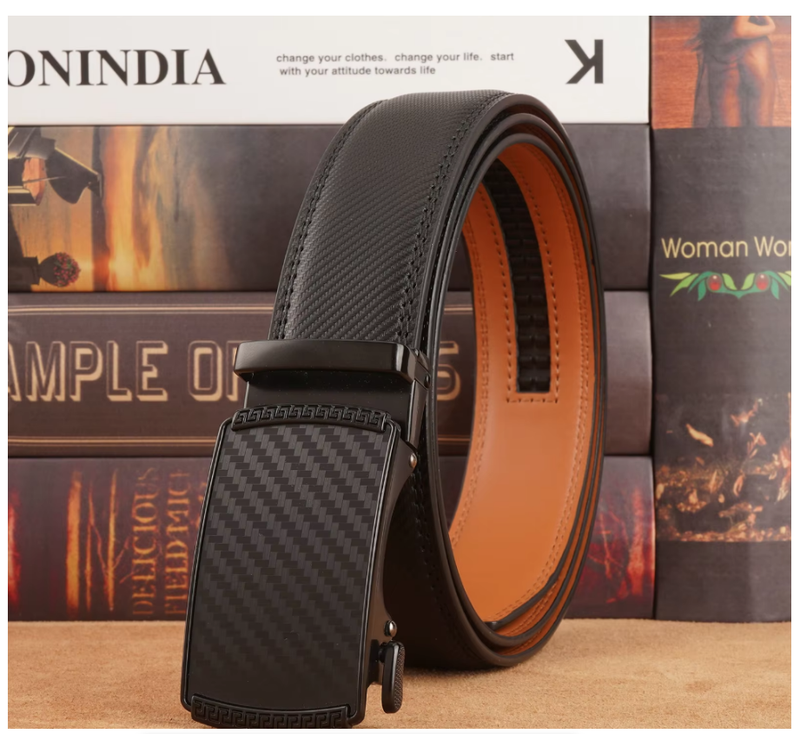 Men's Genuine Leather Cowhide Belt Toothless Automatic Buckle