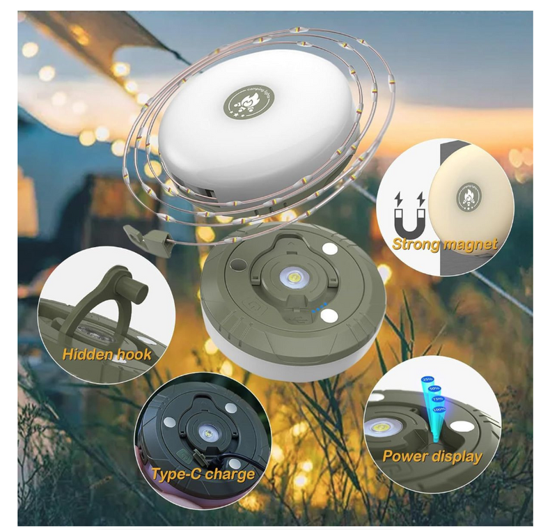 Solar Camping Lights USB Rechargeable String 8 Modes Multifunctional Light