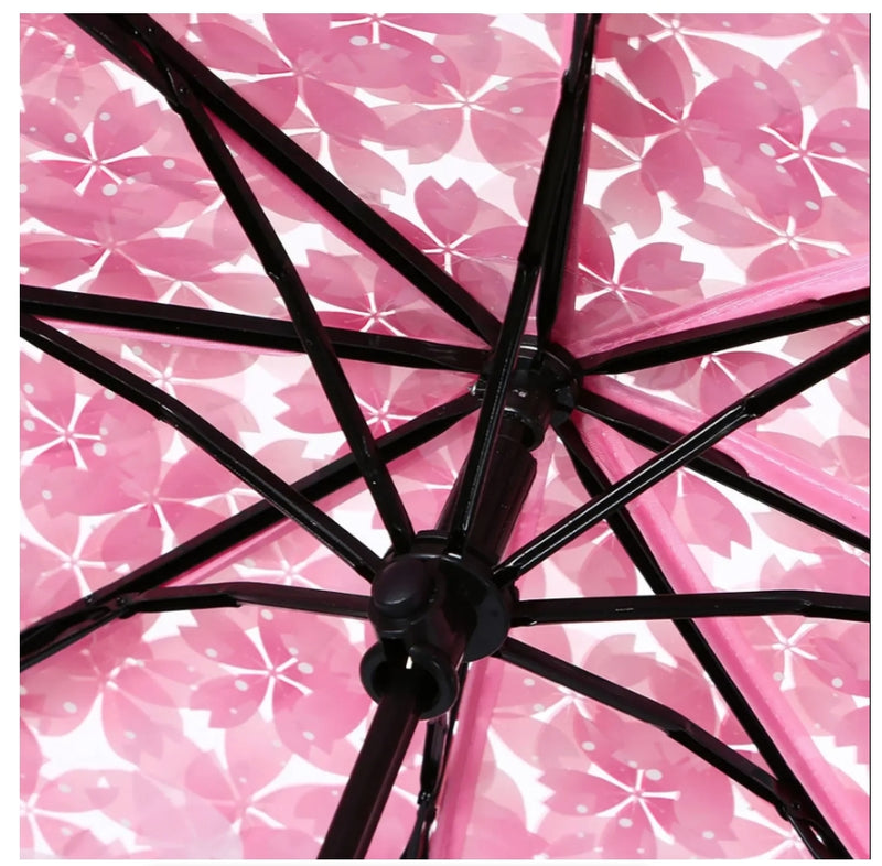 IPSTYLE Umbrella Portable Household Rain Gear Cherry Blossom Transparent Umbrella