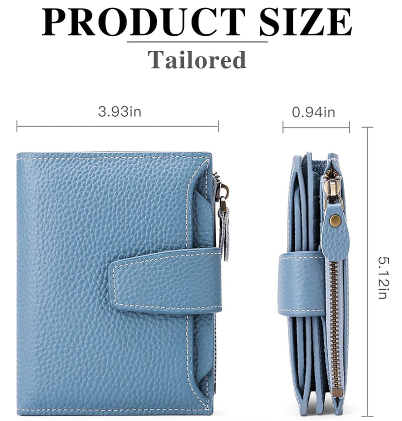 Small Wallet for Woman Genuine Leather Bifold Compact