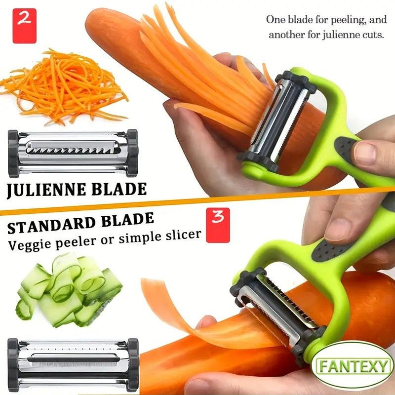 3-in-1 Rotatable Vegetable Peeler | Julienne Slicer & Potato Peeler for Kitchen