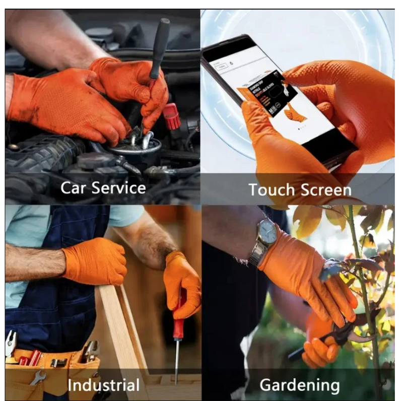 Heavy Duty Disposable Nitrile Gloves 8Mil Extra Thick Mechanic Glove with Textured Grip Antislip Safety