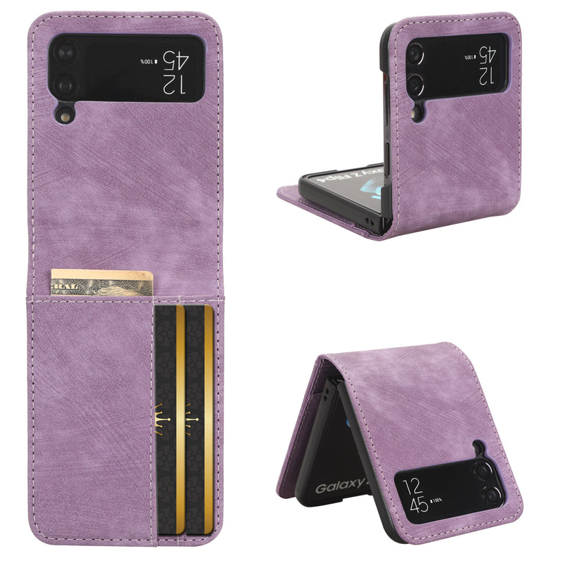 Flip Cover for Samsung Galaxy Z Flip4 PU Leather Phone Case [RFID Blocking] With Hand Strap