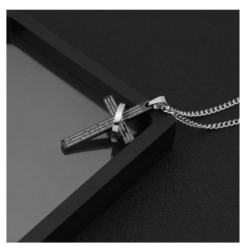 Christian Bible Cross Stainless Steel Statement Necklace Woman/Men