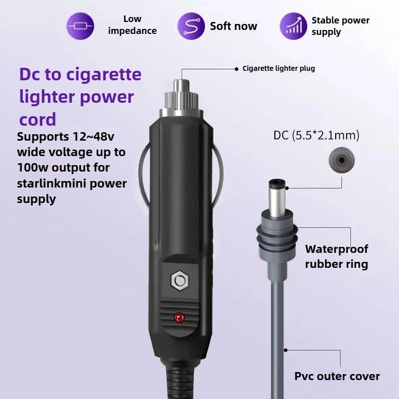 3 in 1 Power Cable Car Charger For Starlink Mini Type-C/DC 20V/5A