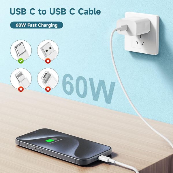 60W USB C to C Cable Compatible With Phone Fast Charging Cable