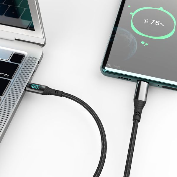 100W Nylon USB C Type C Cable LED Fast Charging Charger Wire Cable