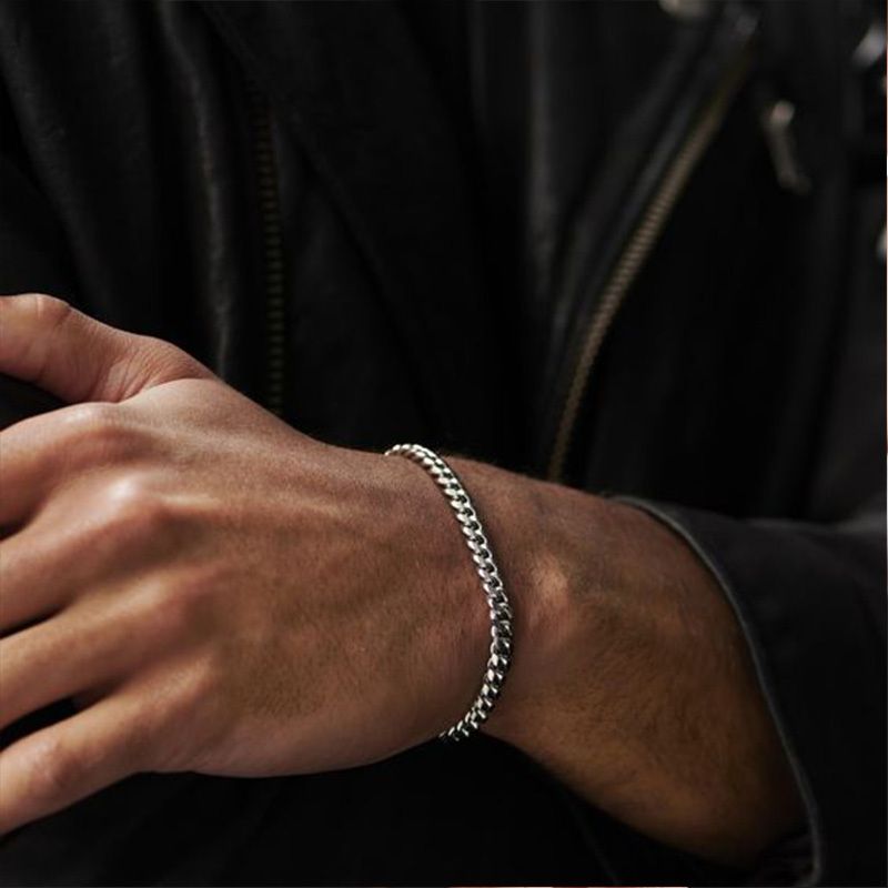 Stainless Steel Bracelet Cuban Chain 5mm Wide Chain Bracelet