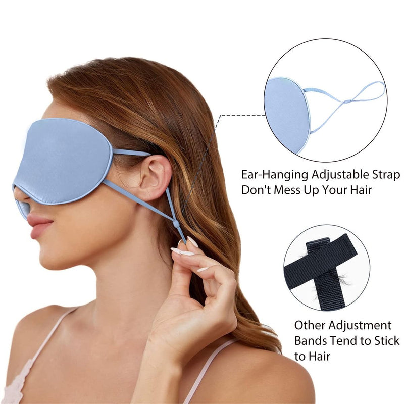 Sleep Mask for Side Sleepers, Soft Silk Eye Mask with Adjustable Strap