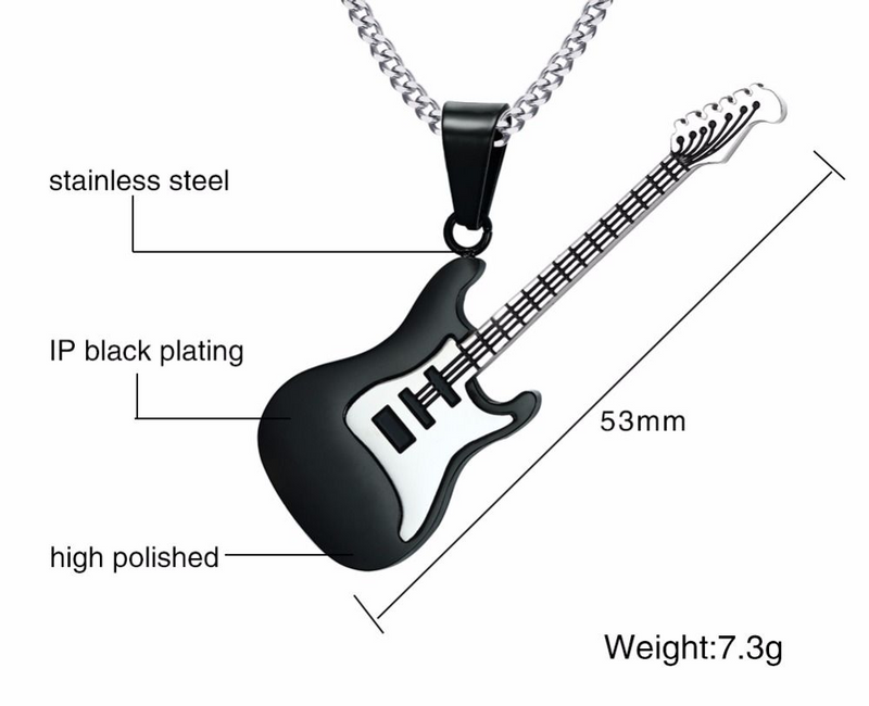 Men's Necklace - Musical Based Rock Hip Hop Electric Guitar Bass Necklace