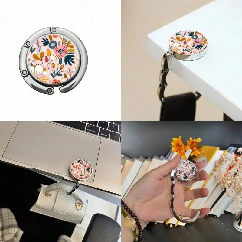 Floral Foldable Purse Hooks | Table Bag Hangers for Woman -Pastel Colors