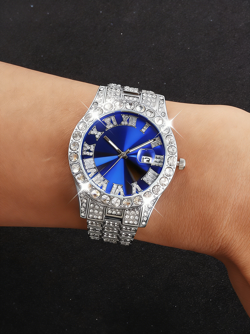 Men's Watch Set Trendy Chain Calendar Function Fashion Design Birthday Gift
