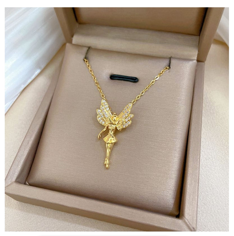Exquisite Fashion Micro-inlaid Gorgeous Angel Wings Cute Necklace Charm