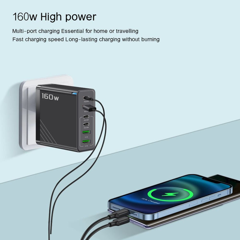 6 Ports Phone Charger Adapter Plug USB A+C with LED Multi Ports