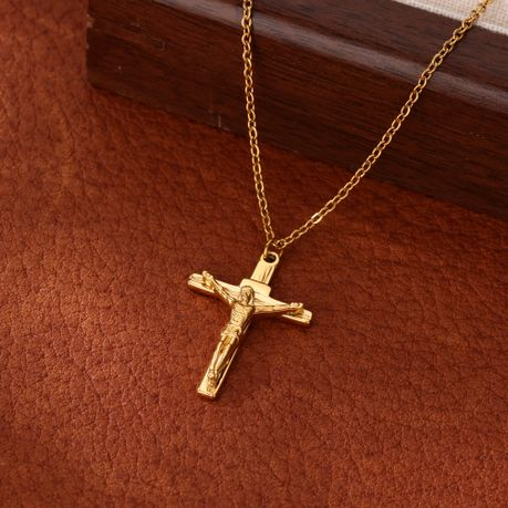 Jesus Cross Necklace For Woman Men Caravaca Angels Crucifix Charm