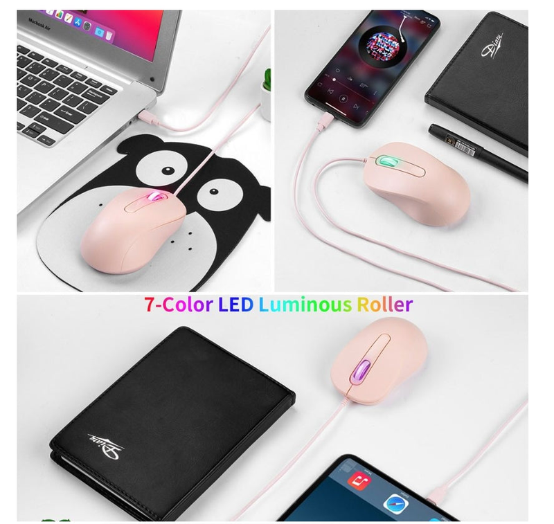 Type C Wired Mouse Gaming Mouse Silent Mouse for PC/Laptop/Desktop