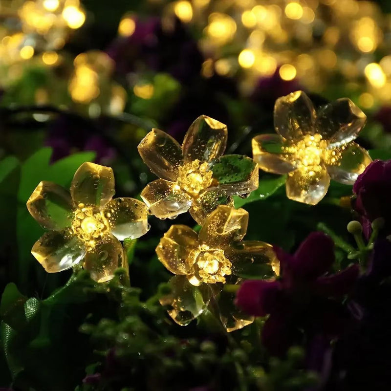 12M 100 LEDs Solar Flower String Lights 8 Modes String Lights For Garden