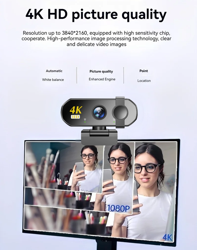 4K Webcam with Microphone auto focus for PC and Laptop