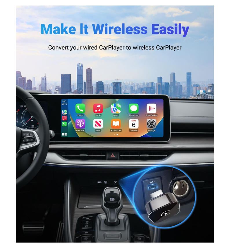 IPSTYLE 2in1 Mini Wireless CarPlay&Android Auto Adapter 5GHz WiFi