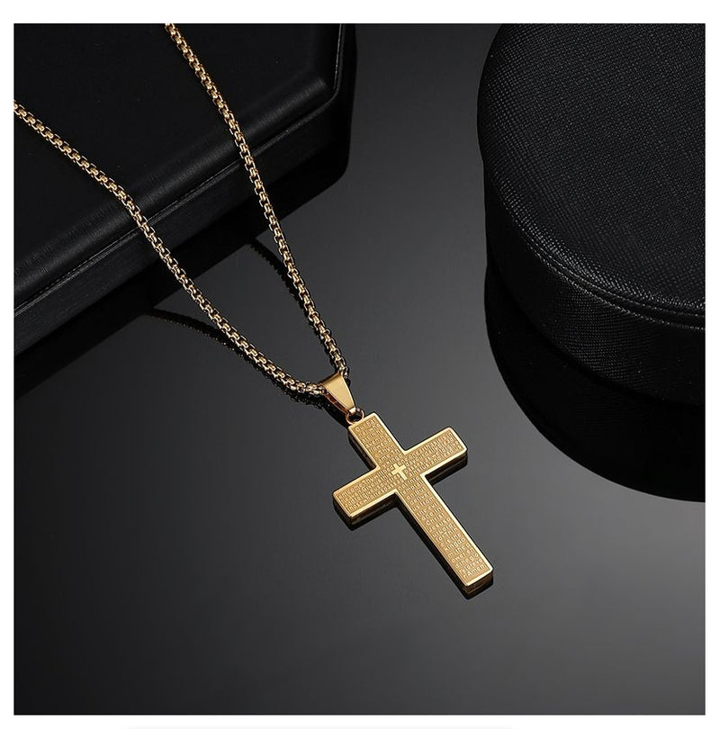 Cross Pendant Necklace For Men Our Father Who Art In Heaven Jewelry