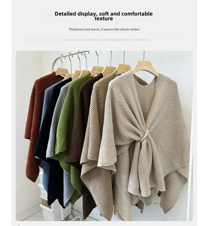 Vintage Cloak Sweater Autumn Winter New Comfortable Casual Loose Knitwear Cloak Outerwear