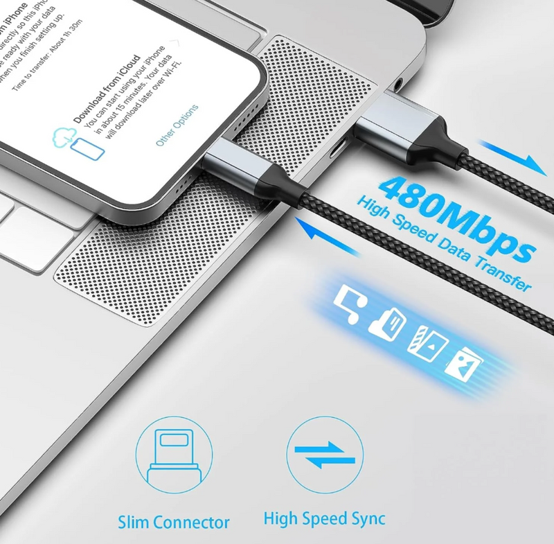 USB A to Lightening Cable Compatible With IPhone And IPad