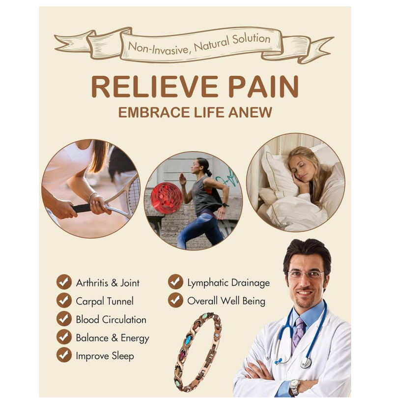 Pure Copper Health Bracelets for Woman, Ultra Strength Magnetic Bracelet