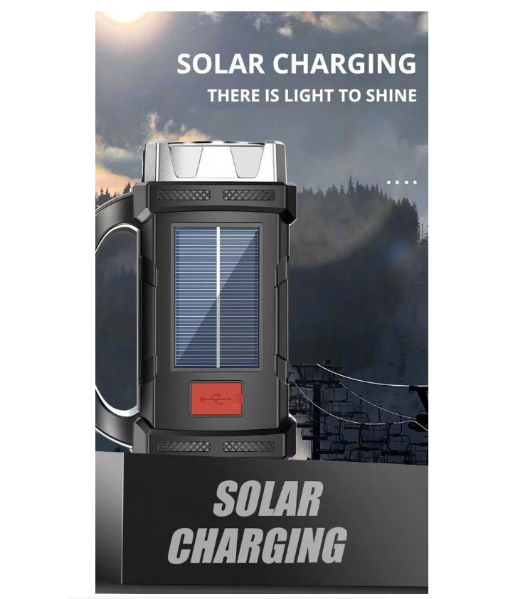 Solar LED Flashlight With COB Work Lights USB Rechargeable Handheld