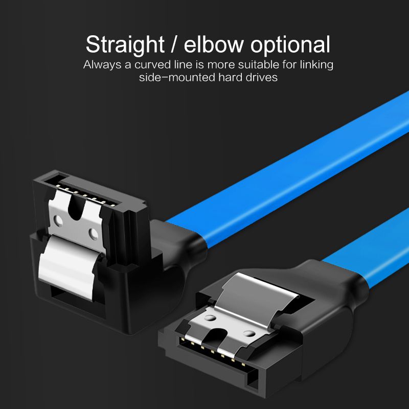 2PCS 50CM Elobw & Straight SATA High Speed 6.0 Gbps Cable Locking Latch